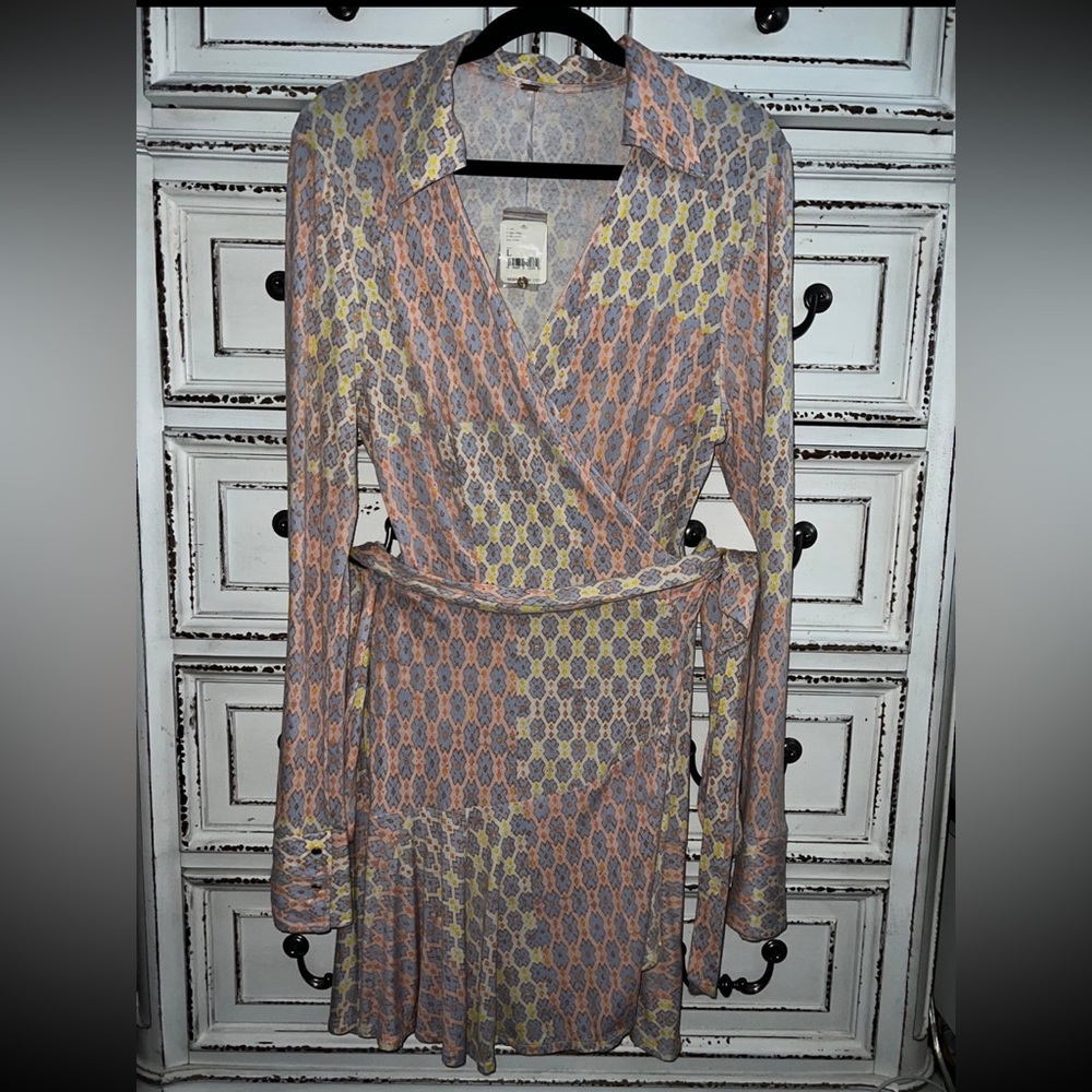 New Free People longsleeve, wrap dress size large